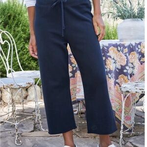 Frank & Eileen Navy Blue Catherine Tripe Fleece wide-leg Joggers
